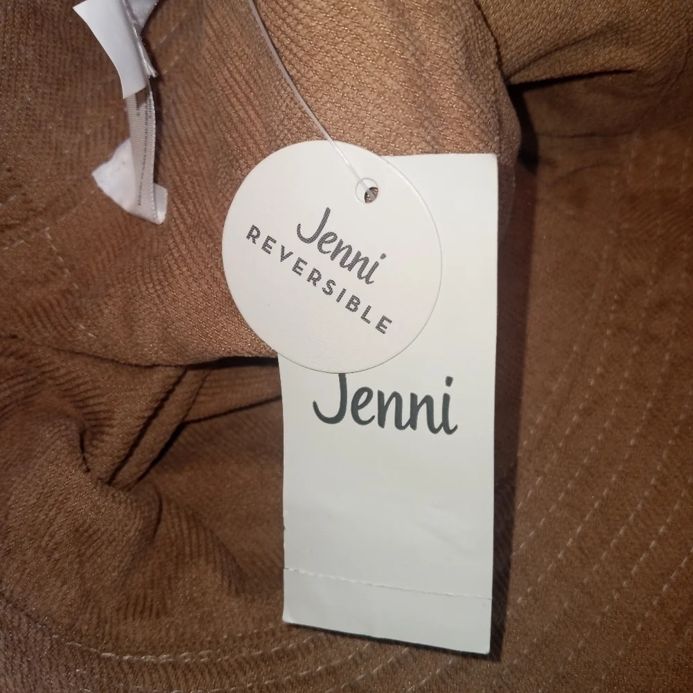 Jenni Reversible Corduroy & Plaid Bucket Hat NWT Brown/Tan OS - Picture 9 of 10